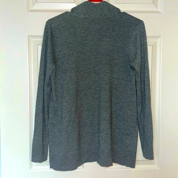 LOFT lightweight wool blend longline open cardigan with front pockets, EUC - Picture 4 of 12